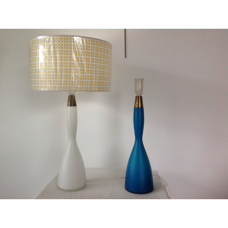 Pair of opaline lamps by Jacob Bang for Kastrup - 1960s
