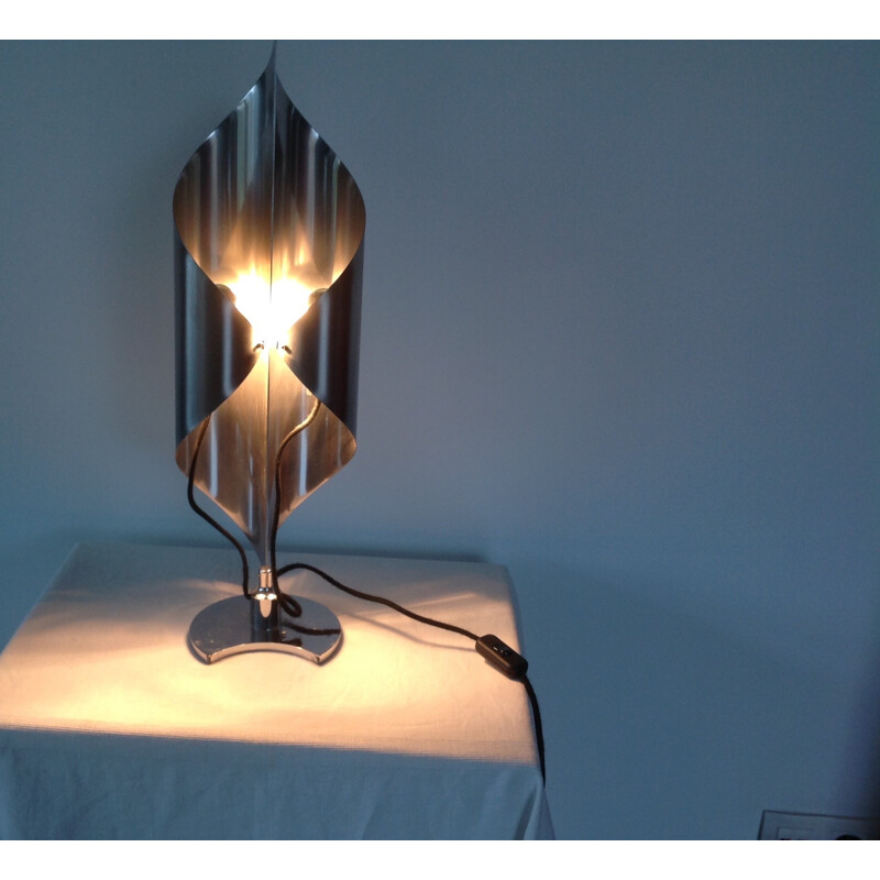 Flammenförmige Lampe aus Edelstahl - 1970