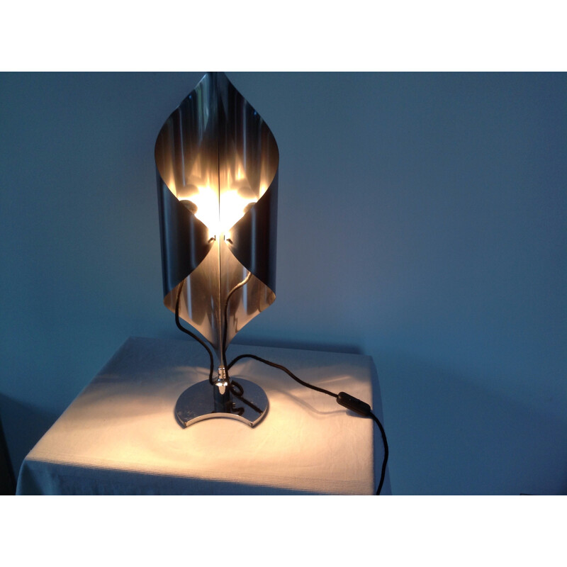 Flammenförmige Lampe aus Edelstahl - 1970