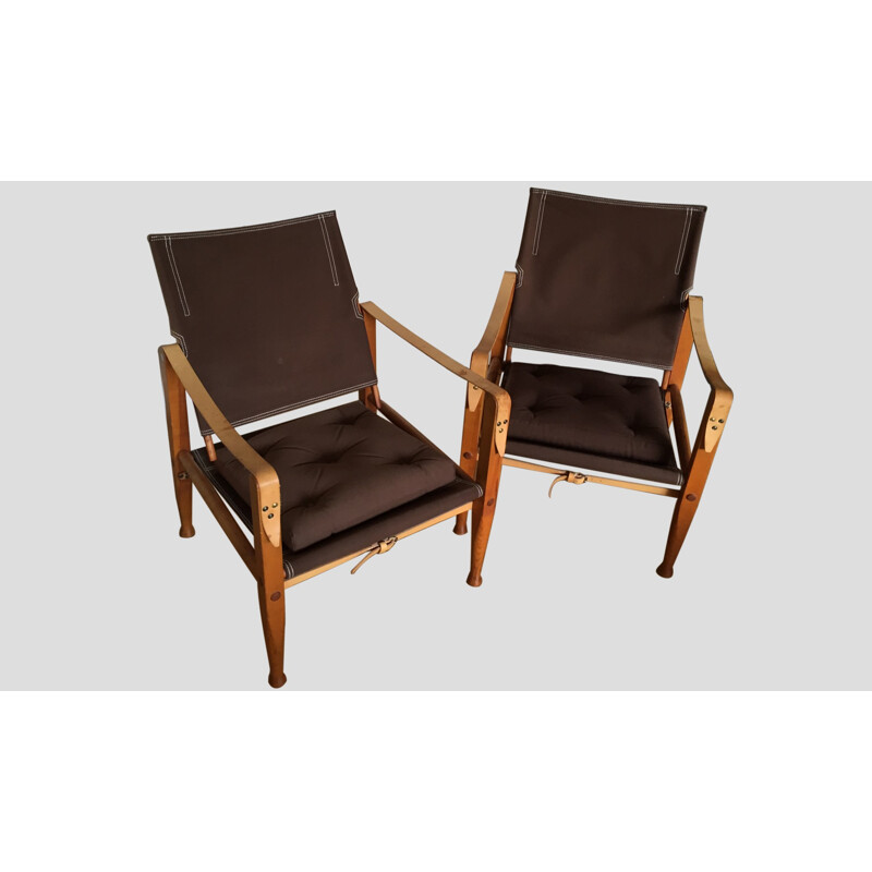 Pair of safari armchairs, Kaare KLINT - 1960s