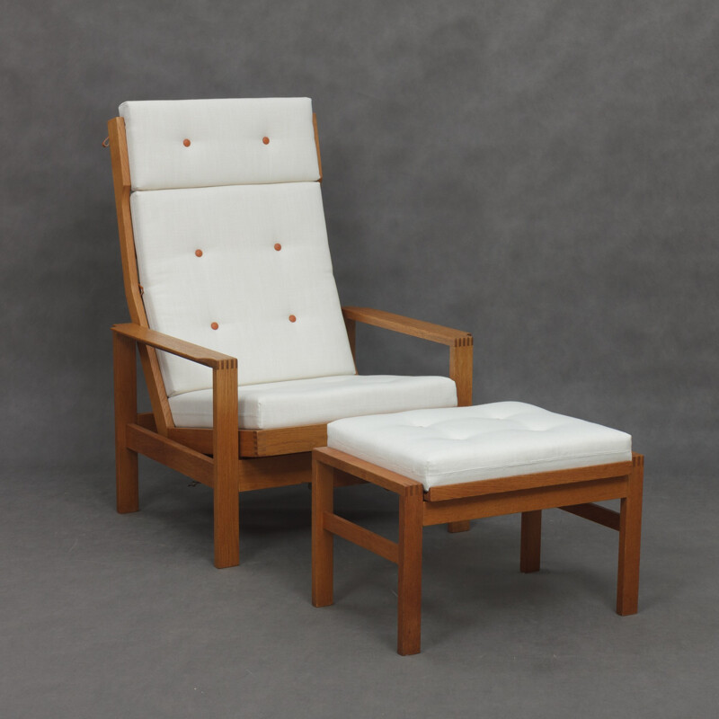 Reclining easy chair wth footstool by Borge Mogensen - 1960s