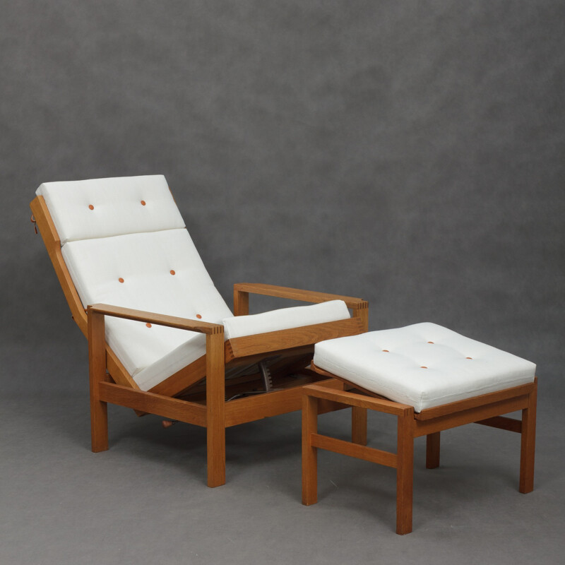Reclining easy chair wth footstool by Borge Mogensen - 1960s