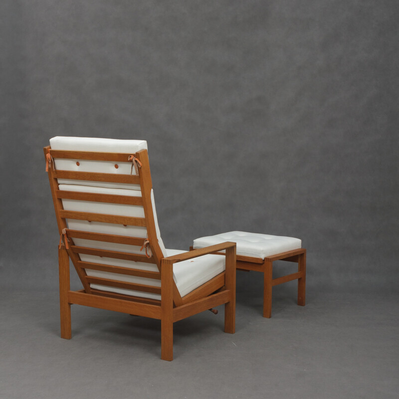 Reclining easy chair wth footstool by Borge Mogensen - 1960s