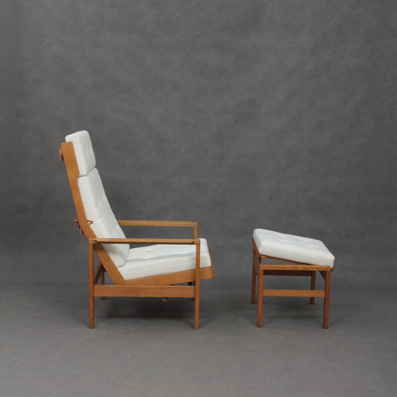 Reclining easy chair wth footstool by Borge Mogensen - 1960s