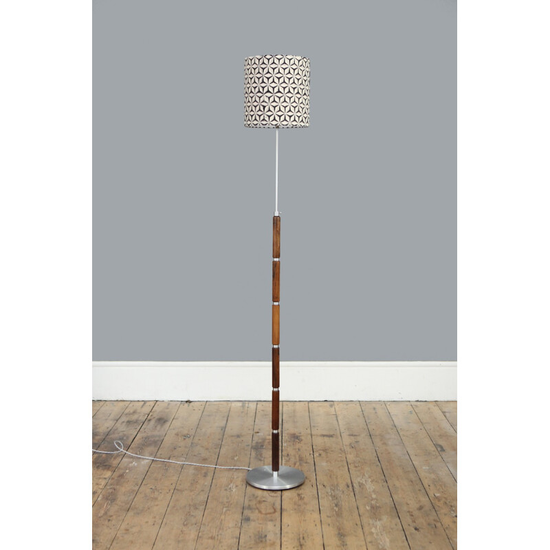 Vintage Rosewood and Chrome Floor Lamp - 1960s