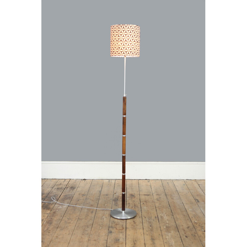 Vintage Rosewood and Chrome Floor Lamp - 1960s