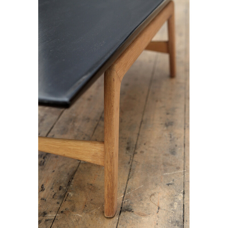 Vintage Oak and Black Lacquered Coffee Table - 1960s