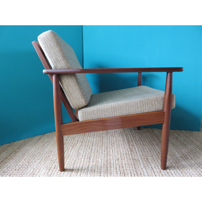 Danish ochre armchair in teak - 1960s