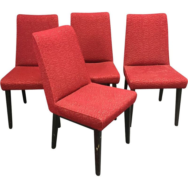 Suite of 4 chairs with compass legs - 1970s