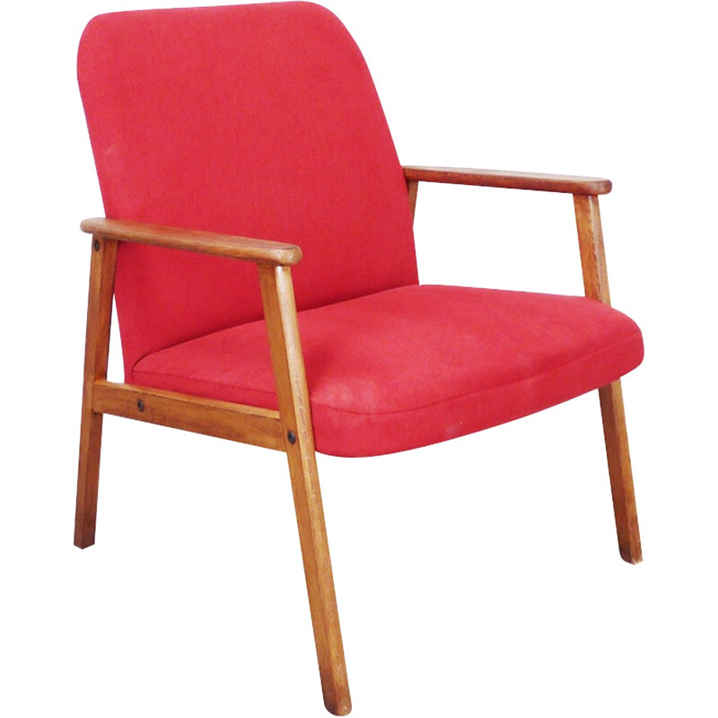 Scandinavische rode fauteuil - 1960