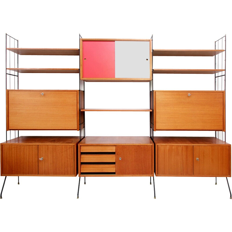 Vintage German wall unit in teak - 1960s 