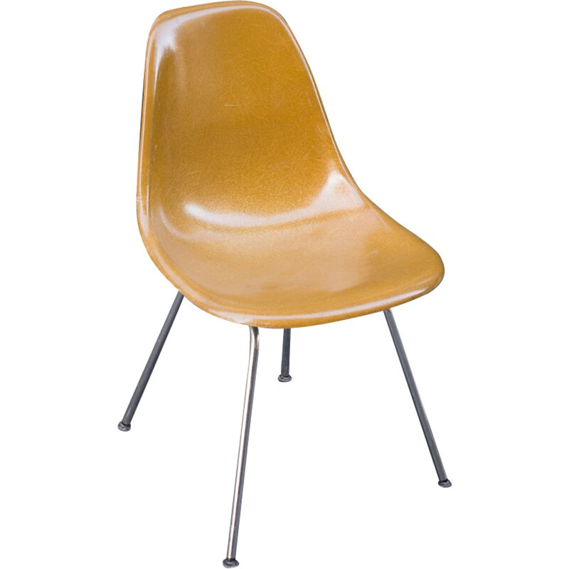 Vintage "Dsx" Dark Ocher Chair by Eames for Herman Miller - 1950s