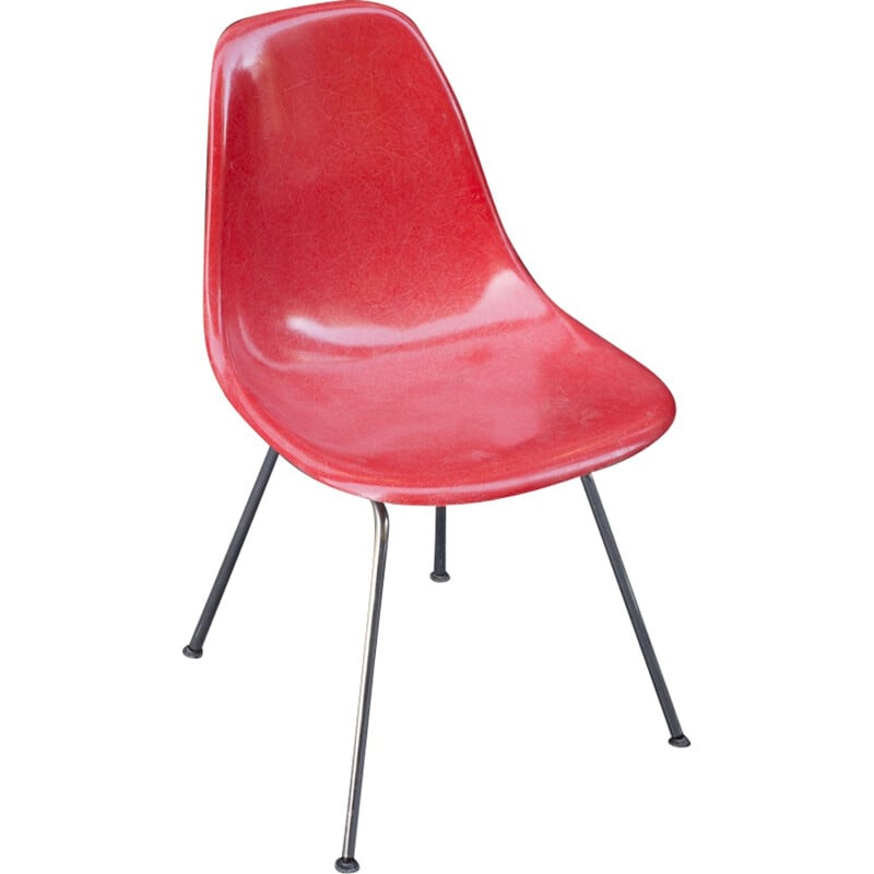 Vintage Coral-Colored "Dsx" Chair by Eames for Herman Miller - 1950s
