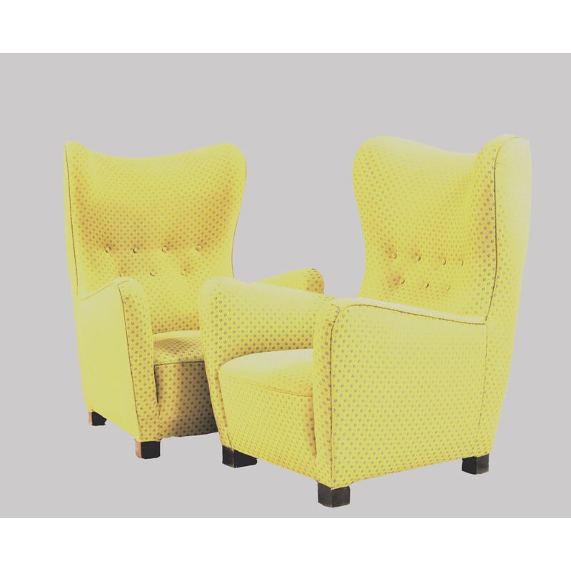 Pair of Wingback Chairs for Fritz Hansen - 1940s