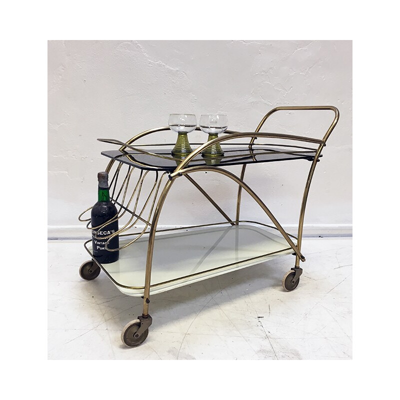 German Brass Bar Wagon Drinks Trolley  - 1950s