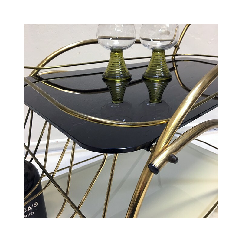 German Brass Bar Wagon Drinks Trolley  - 1950s