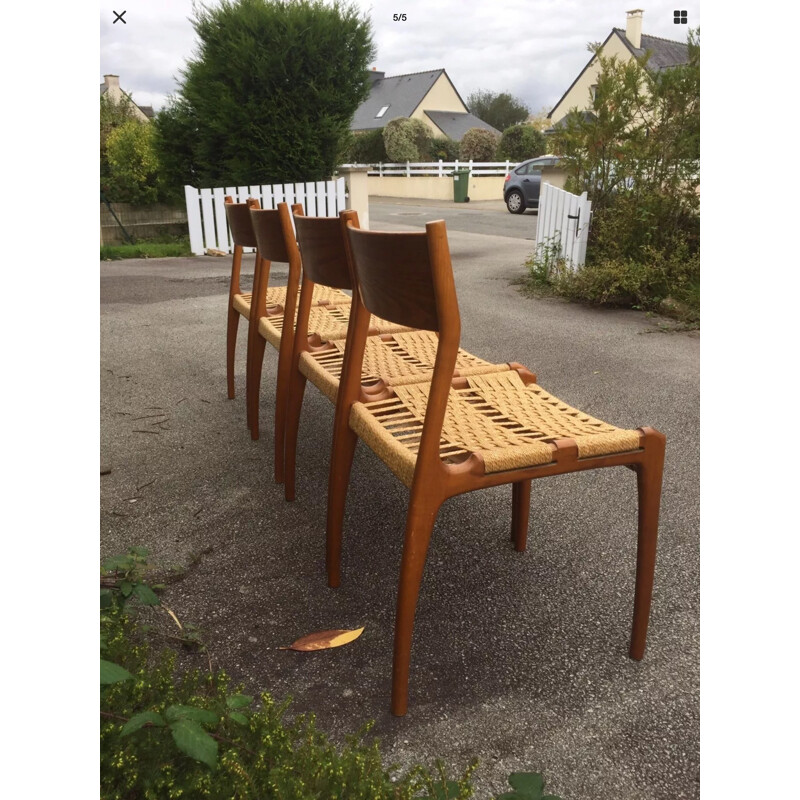 Suite de 4 Chaises de salon vintage, édition Consorzio Sedie Friuli - 1960