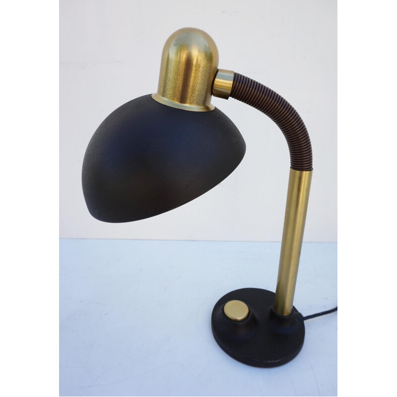 Lampe de Bureau Vintage noire en Laiton par Hillebrand - 1970