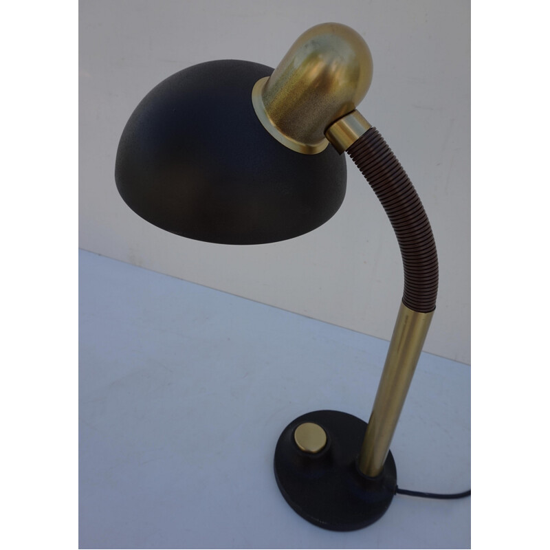 Lampe de Bureau Vintage noire en Laiton par Hillebrand - 1970