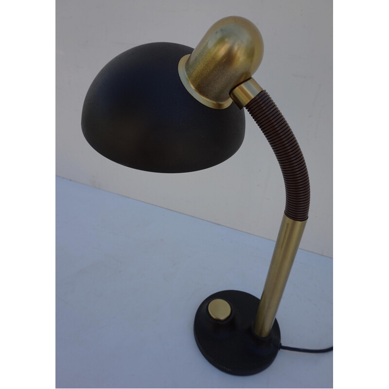Mid-Century Metal & Brass Desk Lamp from Hillebrand - 1970s