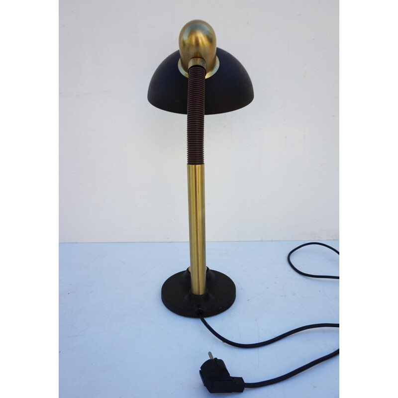 Lampe de Bureau Vintage noire en Laiton par Hillebrand - 1970