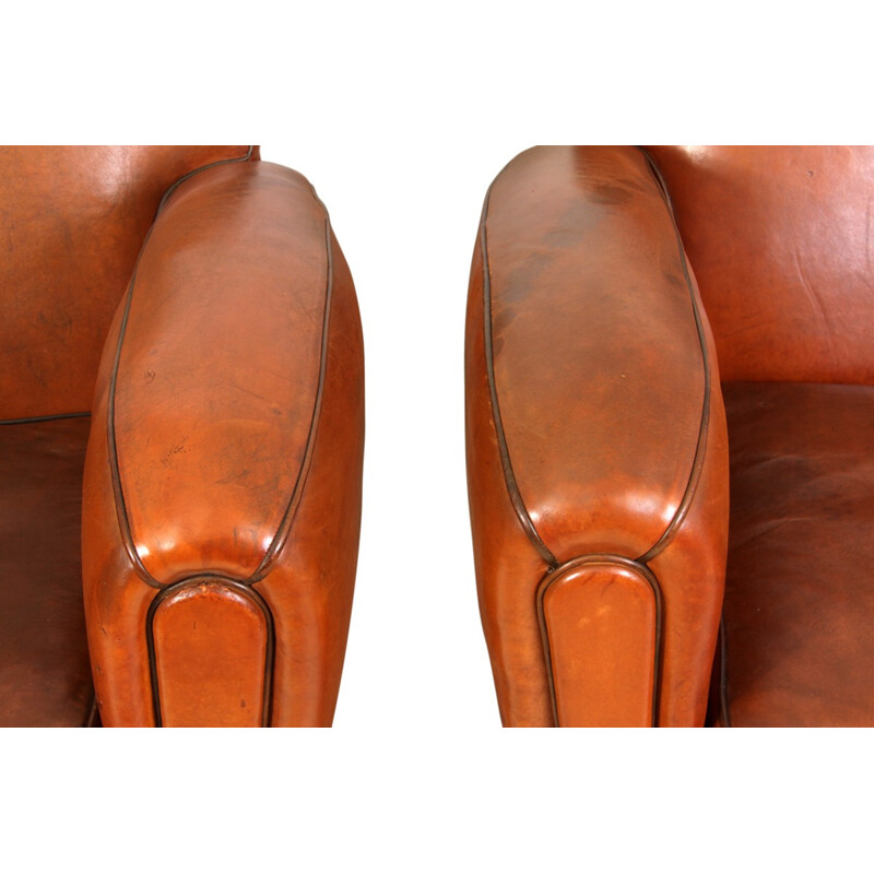 Pair of French Leather Club Chairs