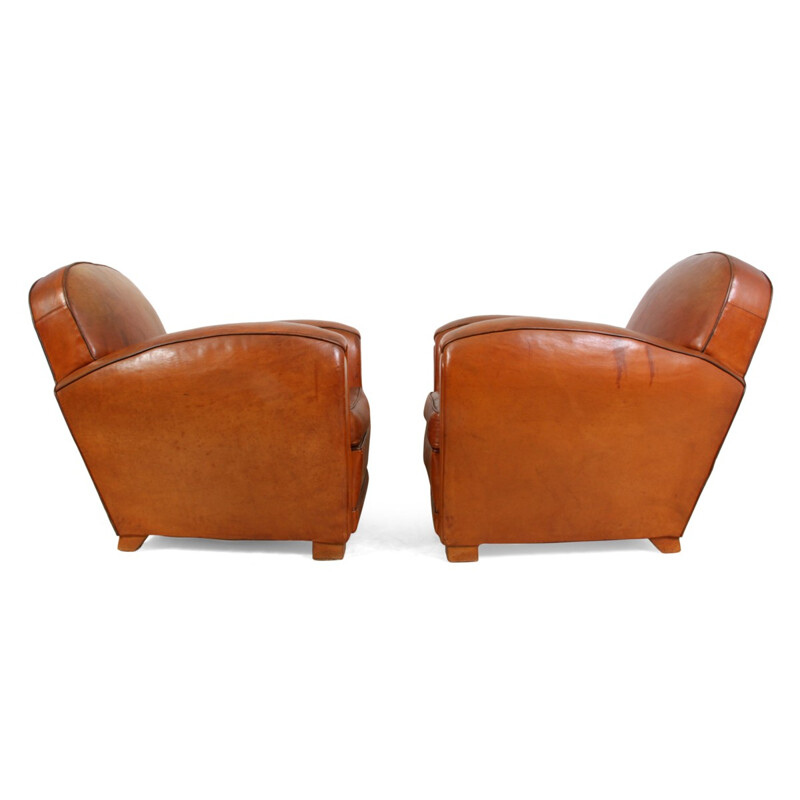 Pair of French Leather Club Chairs