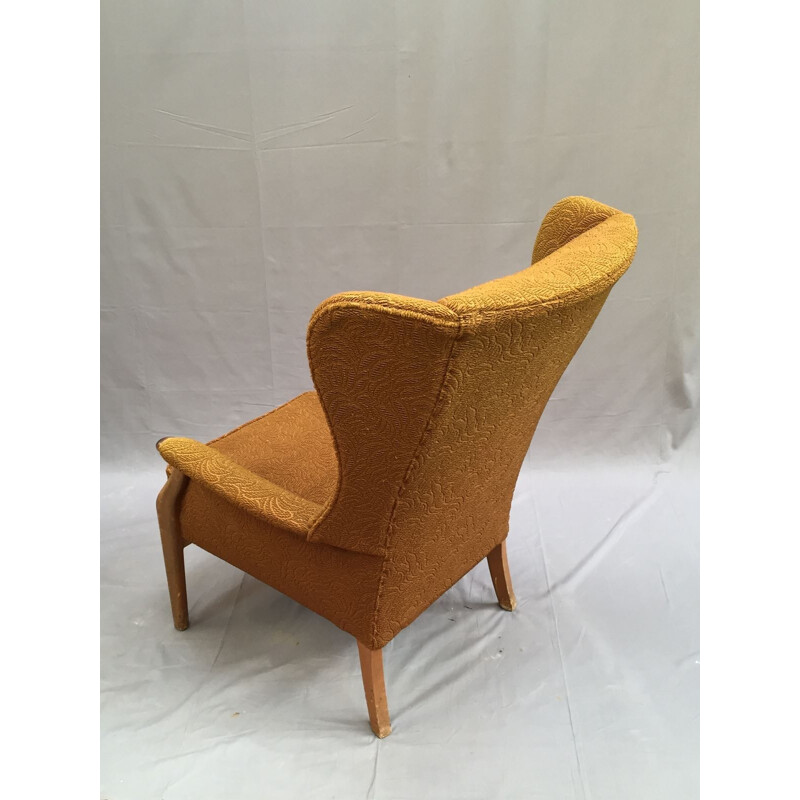 Vintage yellow wingchair - 1960s