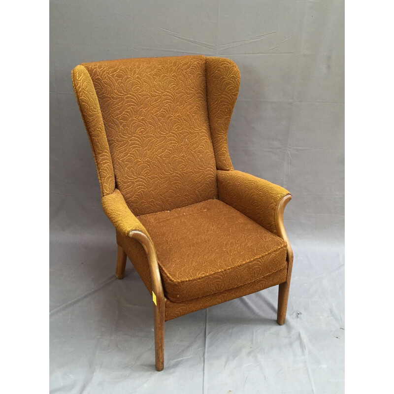 Vintage yellow wingchair - 1960s