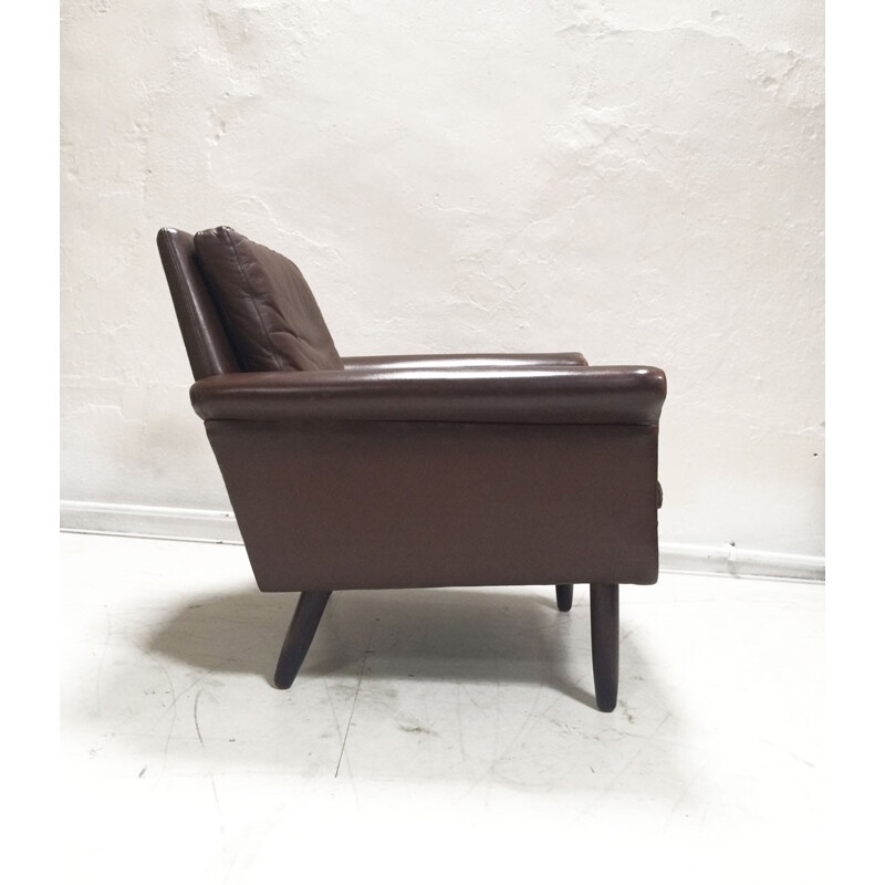 Vintage Danish Brown Leather Armchair - 1960s