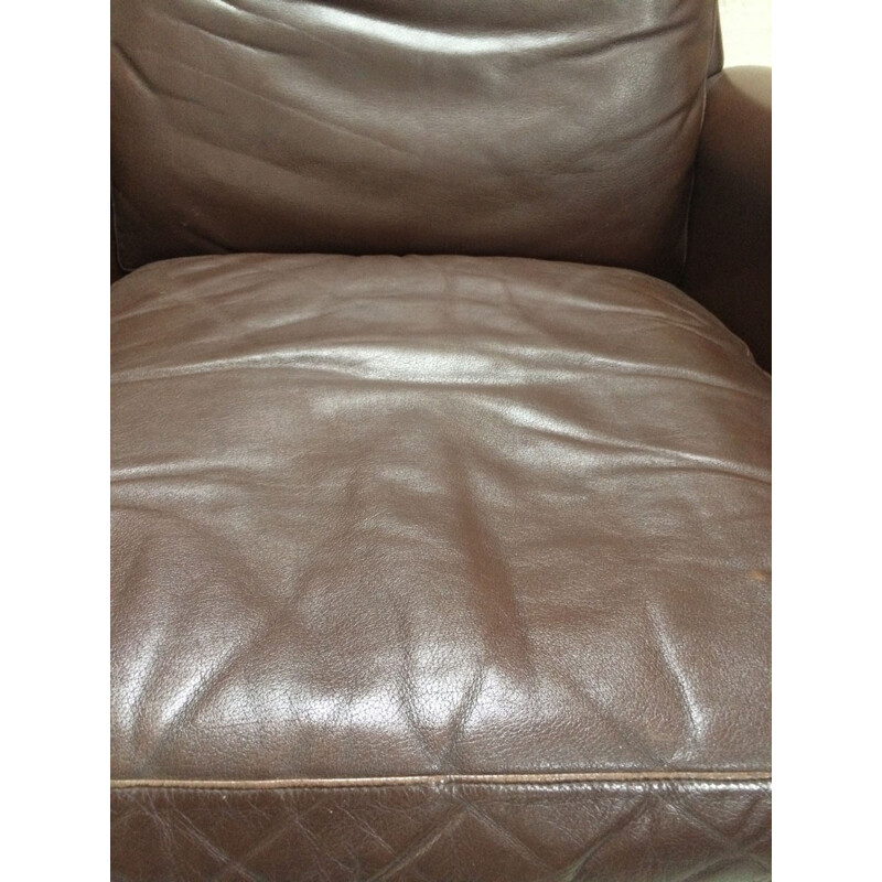 Vintage Danish Brown Leather Armchair - 1960s