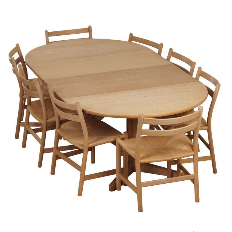 Oak Dining Set with CH47 Hans Wegner Dining Chairs and Møller Table - 1960s