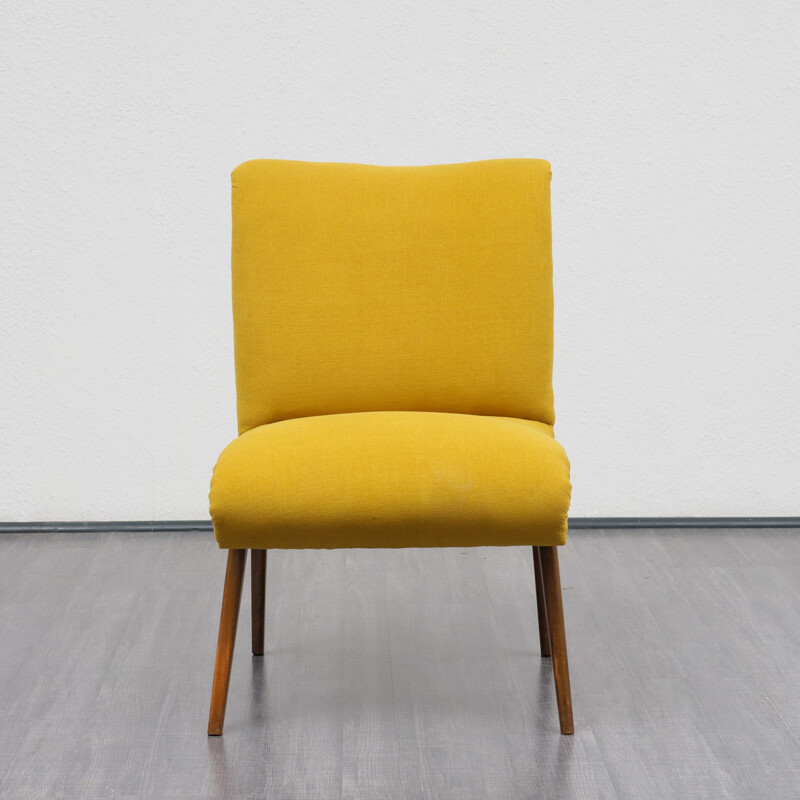 Vintage yellow armchair in wood - 1950s