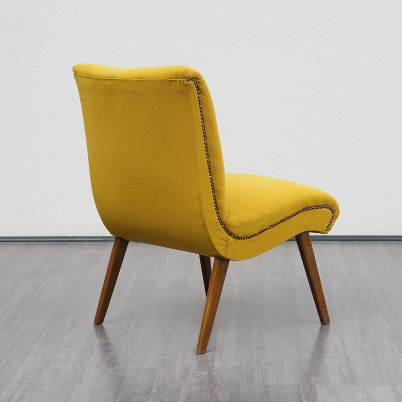Vintage yellow armchair in wood - 1950s
