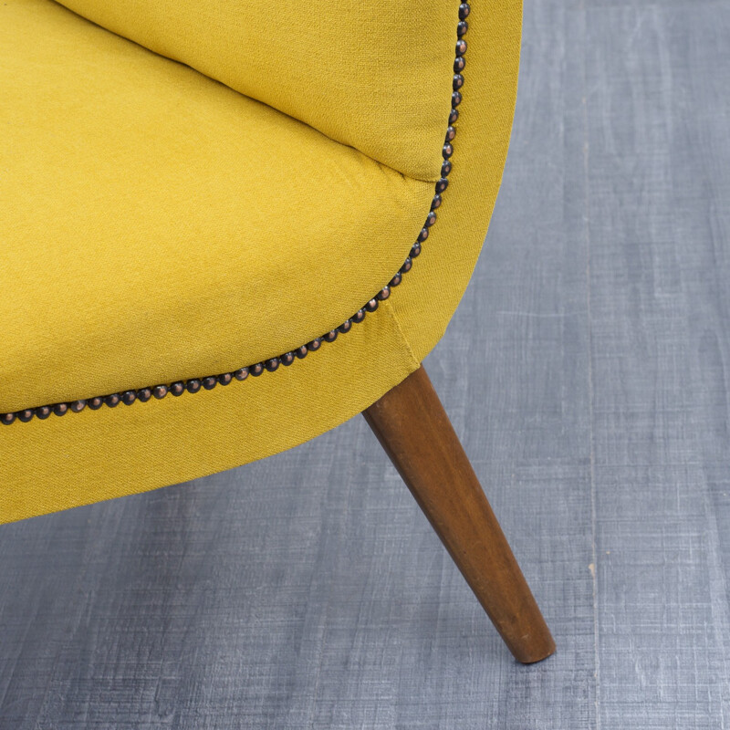 Vintage yellow armchair in wood - 1950s