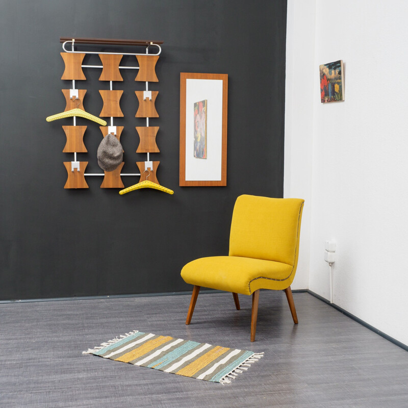 Vintage yellow armchair in wood - 1950s