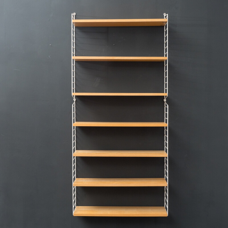 Wall shelving system in ashwood by Nisse Strinning - 1950s