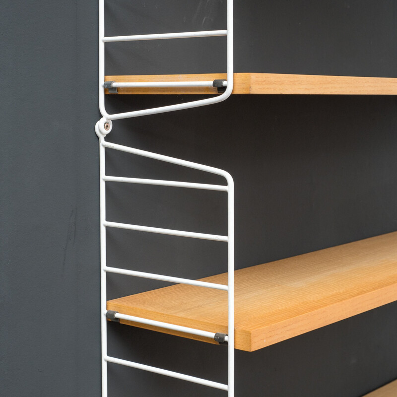 Wall shelving system in ashwood by Nisse Strinning - 1950s