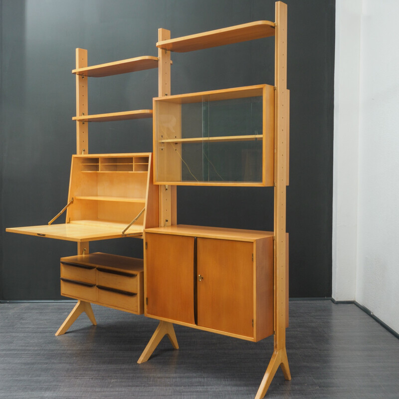 Vintage shelving system in cherrywood - 1950s