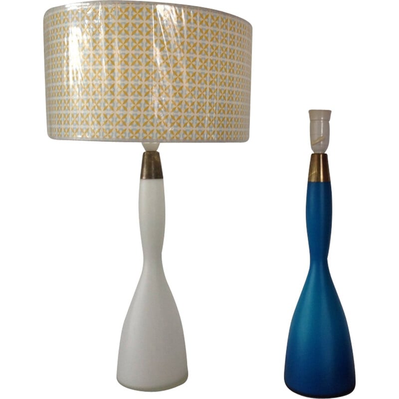 Pair of opaline lamps by Jacob Bang for Kastrup - 1960s