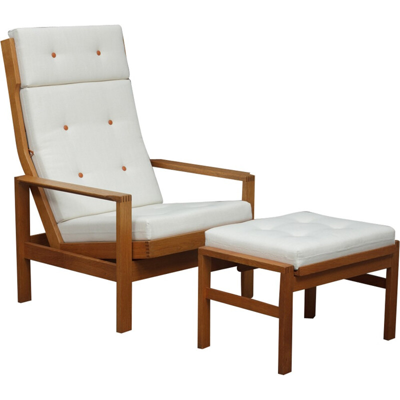 Reclining easy chair wth footstool by Borge Mogensen - 1960s