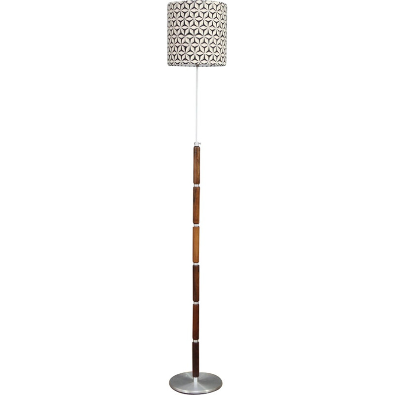 Lampadaire vintage en palissandre et chrome - 1960