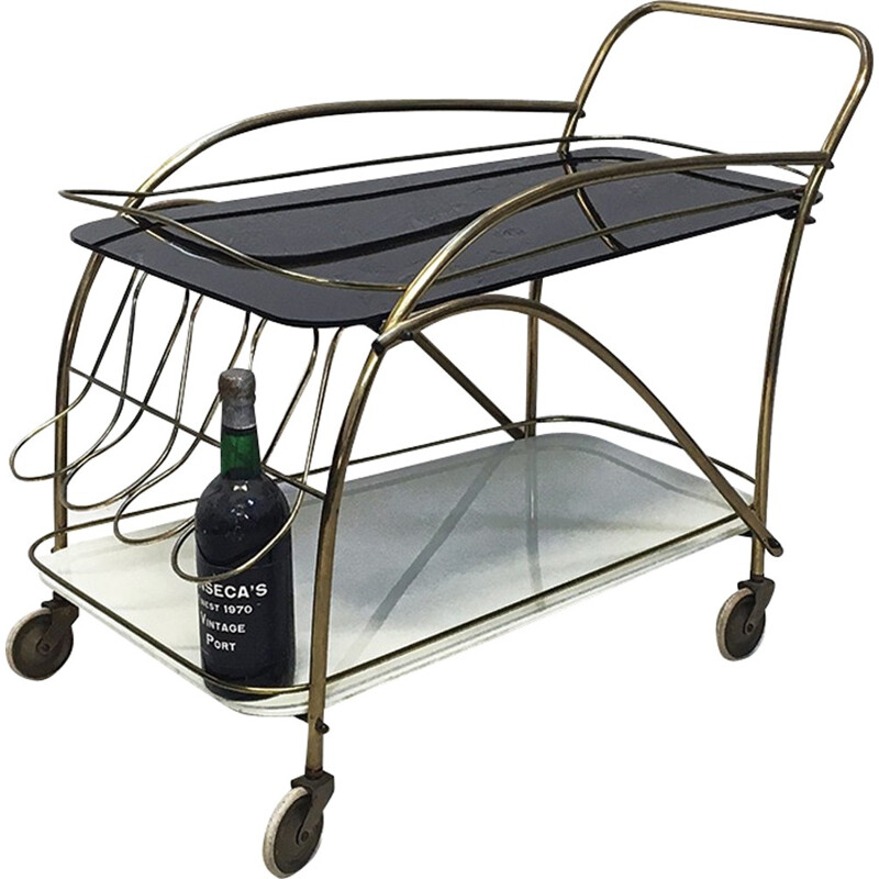 German Brass Bar Wagon Drinks Trolley  - 1950s