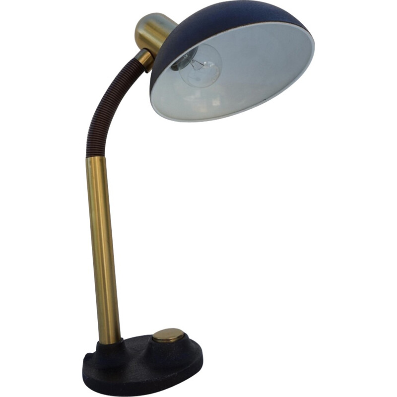 Lampe de Bureau Vintage noire en Laiton par Hillebrand - 1970