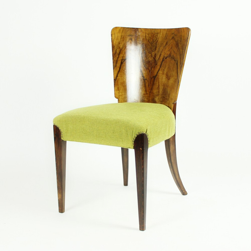 Set of 4 Walnut Veneered H214 Dining Chairs by Jindrich Halabala for UP závody - 1930s