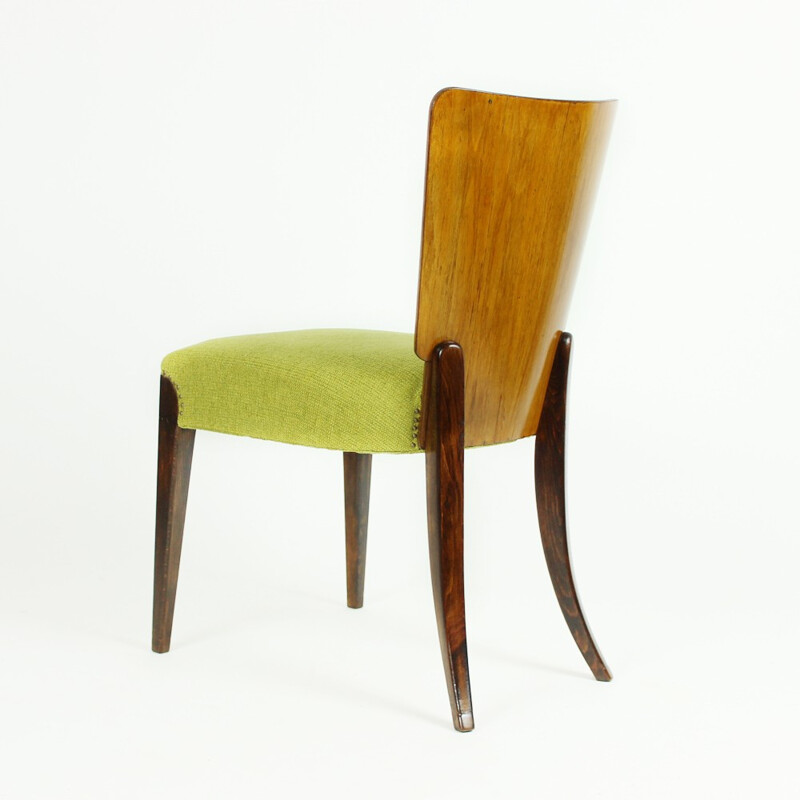 Set of 4 Walnut Veneered H214 Dining Chairs by Jindrich Halabala for UP závody - 1930s