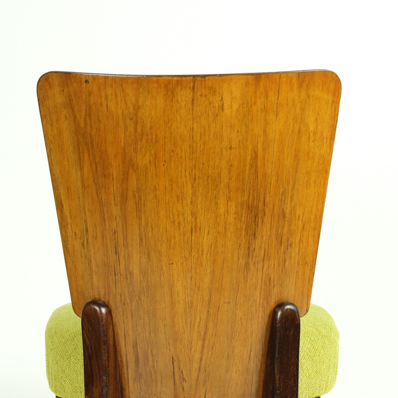 Set of 4 Walnut Veneered H214 Dining Chairs by Jindrich Halabala for UP závody - 1930s