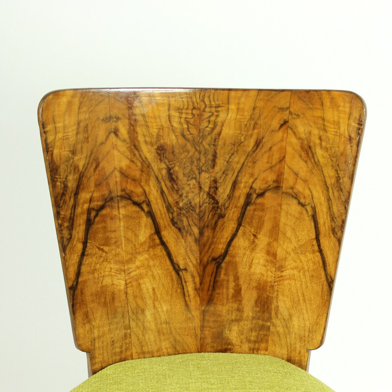 Set of 4 Walnut Veneered H214 Dining Chairs by Jindrich Halabala for UP závody - 1930s