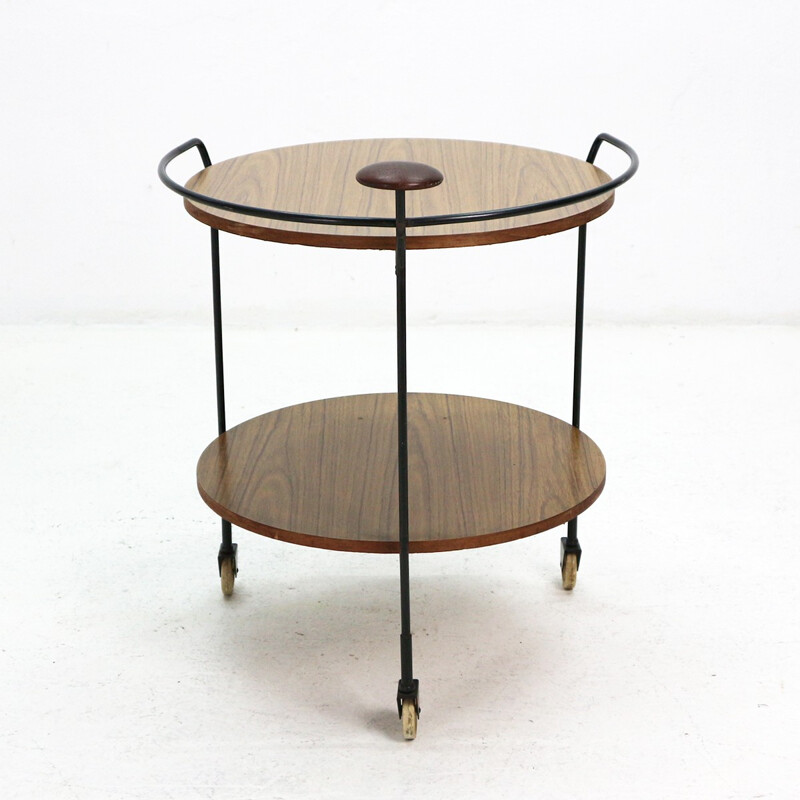 Vintage tea trolley with black metal - 1960s