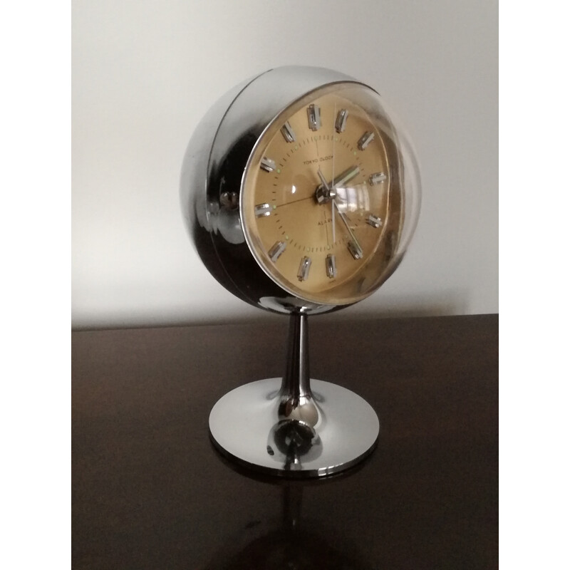Vintage alarm clock "Tokyo clock" on tulip legs - 1970s